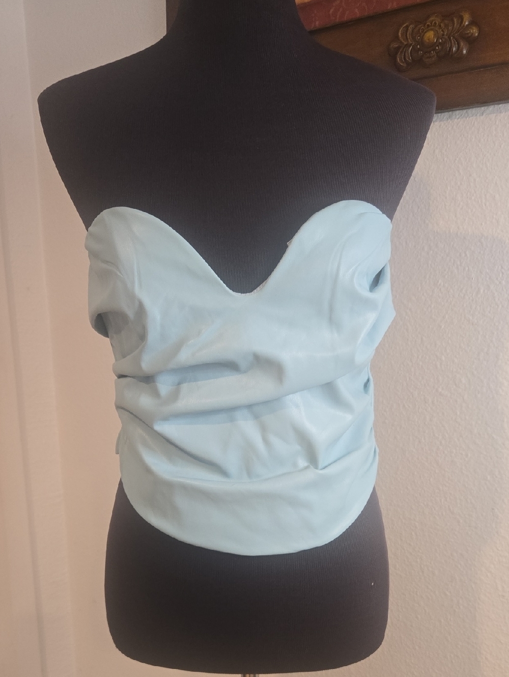 Fashion Nova Strapless Sweetheart Corset Top - Light Blue